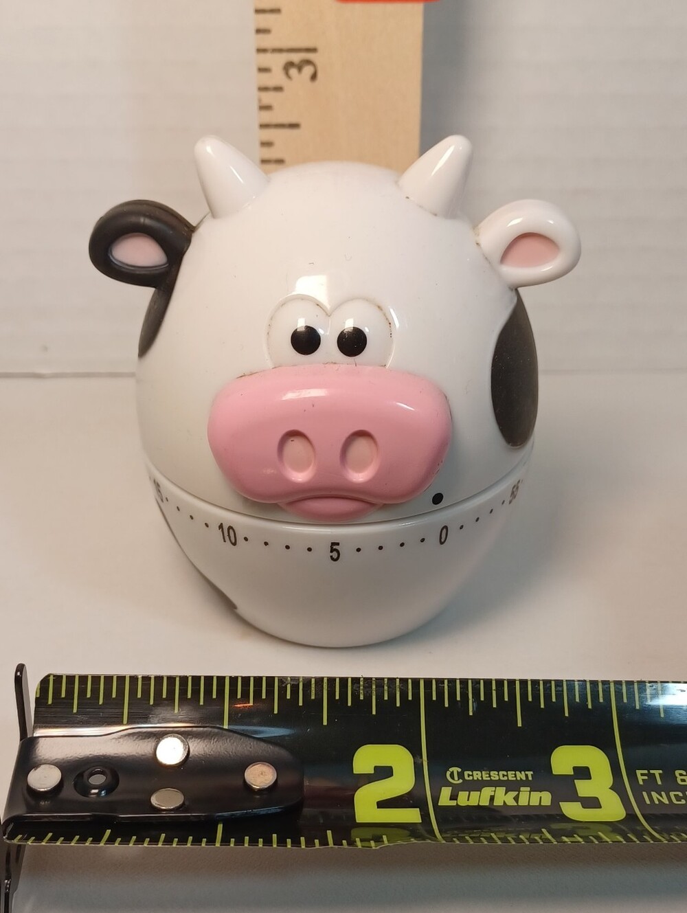 Cow Kitchen Timer with Pink Snout Whimsical 60 Minute Mechanical Timer